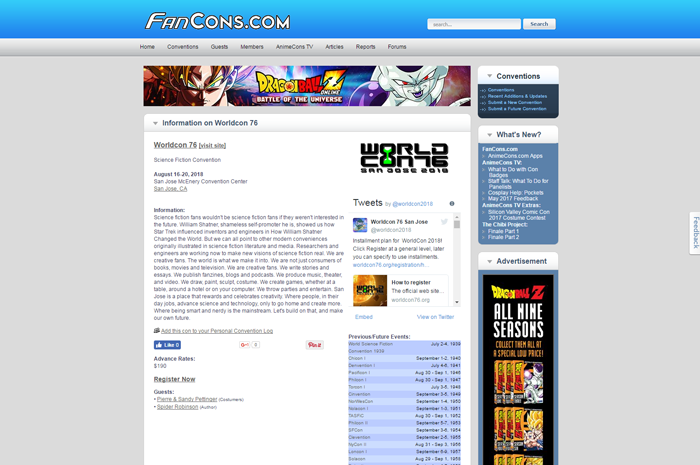 It's Over 9,000! That's the Number of Cons in the FanCons.com Database